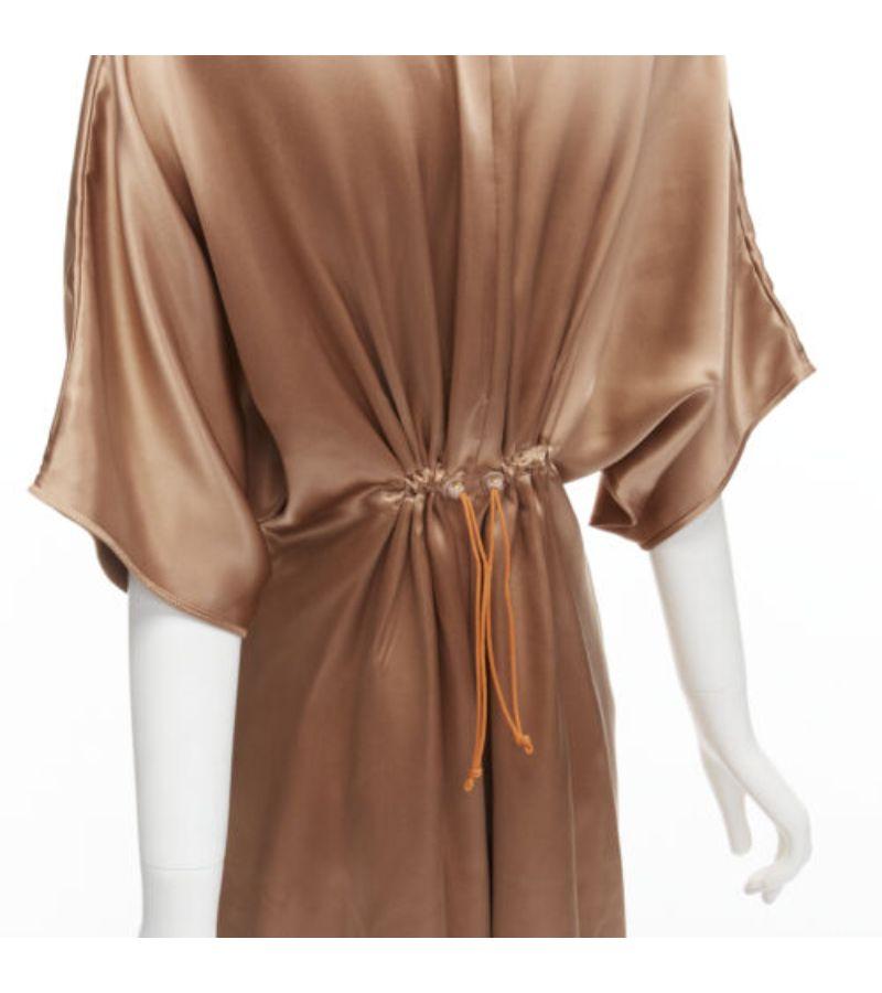 ROKSANDA 100% silk bronze satin toggle waist batwing wide leg jumpsuit UK8 S For Sale 3