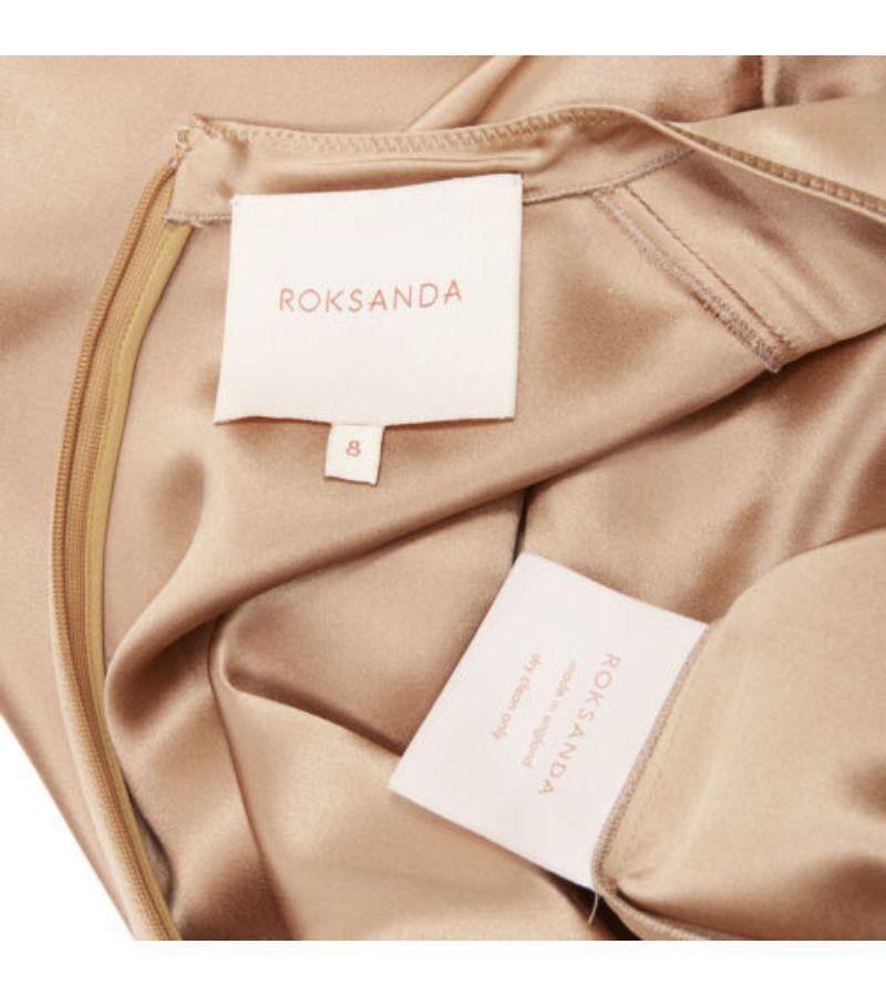 Roksanda 100% soie bronze satin taille basculante combinaison jambe large UK8 S en vente 4