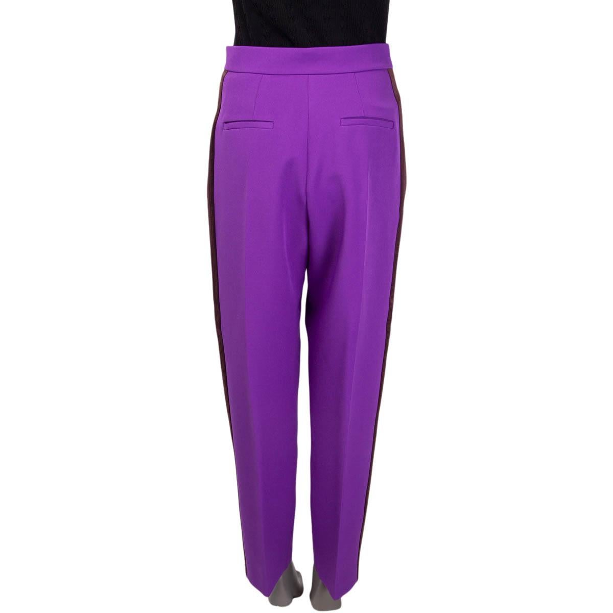 Purple ROKSANDA 2019 RICCIARINI PLEATED SATIN TRIM TAPERED Pants 10 S