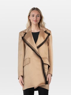 Roksanda Beige Satin Trim Oversized Blazer Coat Size S