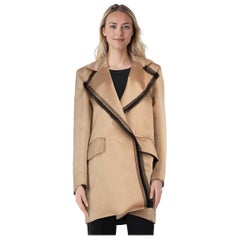 Roksanda Beige Satin Trim Oversized Blazer Coat Size S