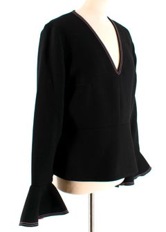 Roksanda Black & Pink Bell Sleeve Top - Size XL US12