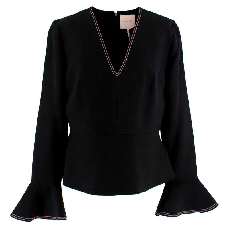 Roksanda Black 
Pink Bell Sleeve Top - Size XL US12