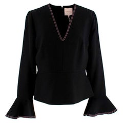 Roksanda Black & Pink Bell Sleeve Top - Size XL US12