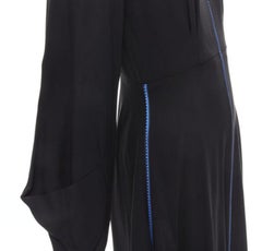 ROKSANDA black silk blue seam detail flared cuff midi dress