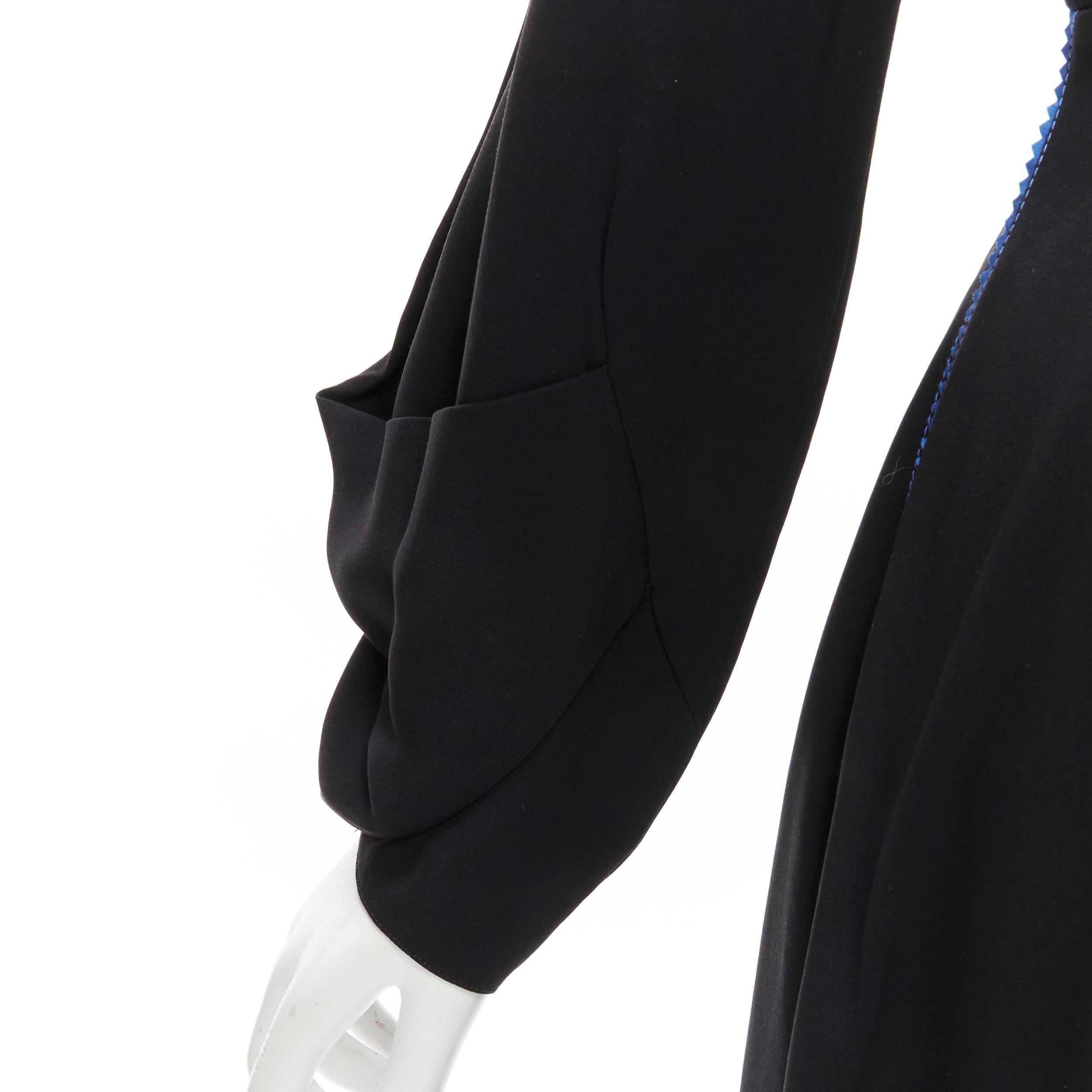 Women's ROKSANDA black silk blue seam detail flared cuff midi dress For Sale