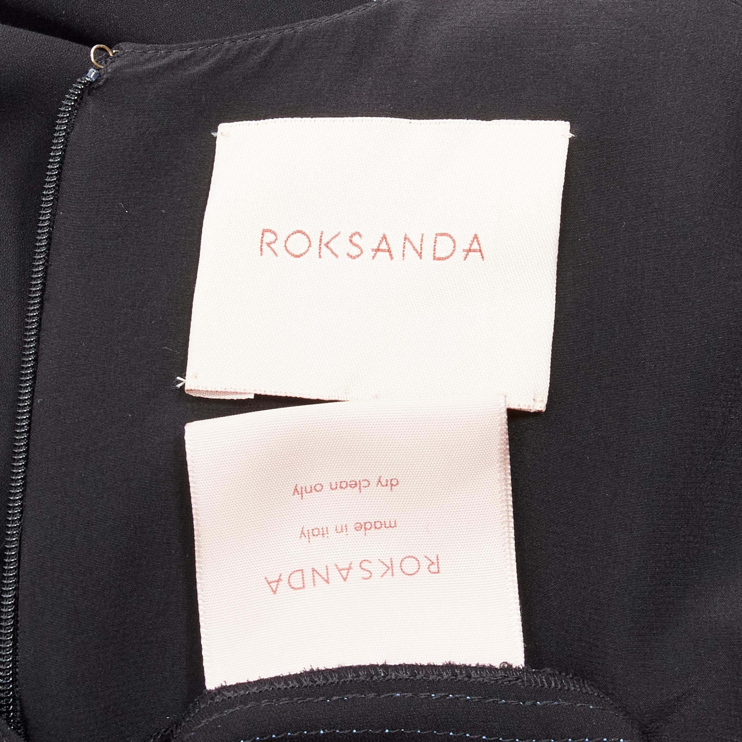 ROKSANDA black silk blue seam detail flared cuff midi dress For Sale 1
