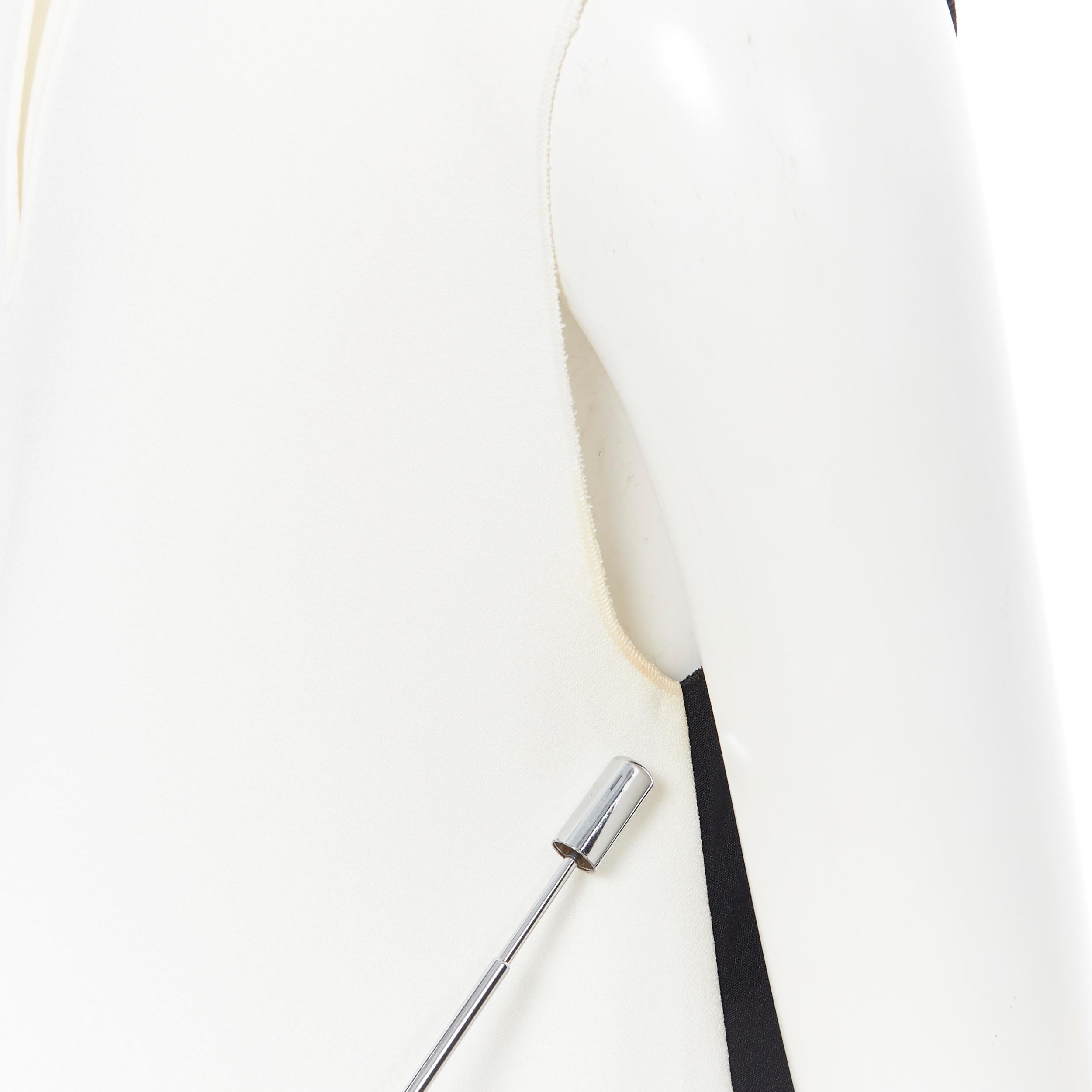 ROKSANDA black sleeveless contrast white back panel pleated skirt boxy dress UK6 3