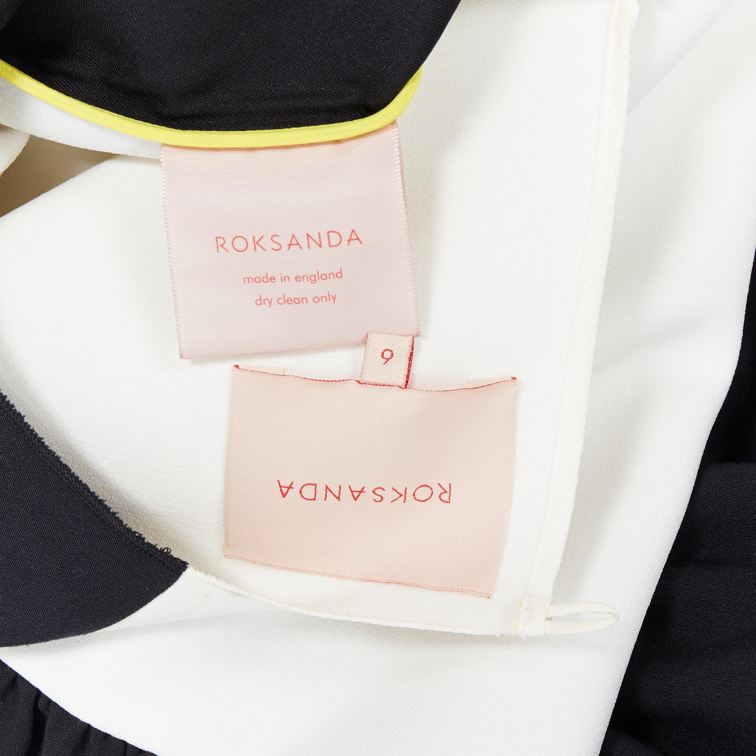 ROKSANDA black sleeveless contrast white back panel pleated skirt boxy dress UK6 For Sale 4