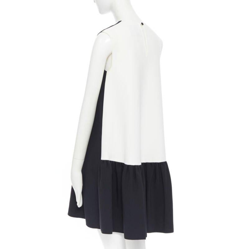 ROKSANDA black sleeveless contrast white back panel pleated skirt boxy dress UK6 Negro en venta