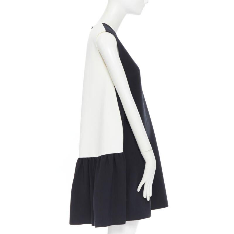 De las mujeres ROKSANDA black sleeveless contrast white back panel pleated skirt boxy dress UK6 en venta