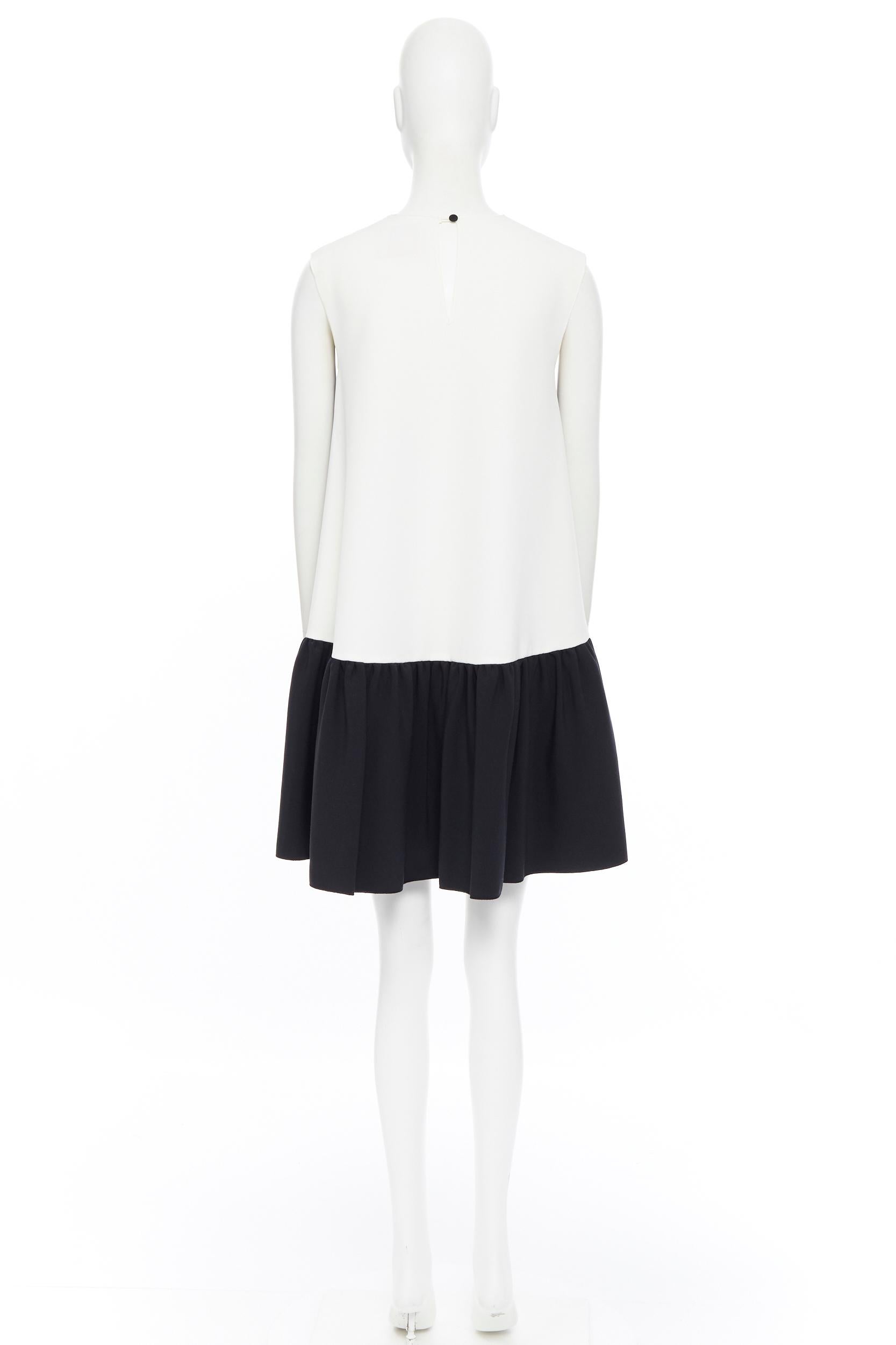 Black ROKSANDA black sleeveless contrast white back panel pleated skirt boxy dress UK6