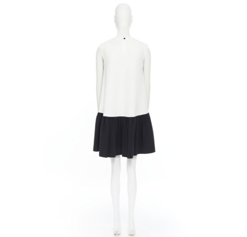 ROKSANDA black sleeveless contrast white back panel pleated skirt boxy dress UK6 en venta 1