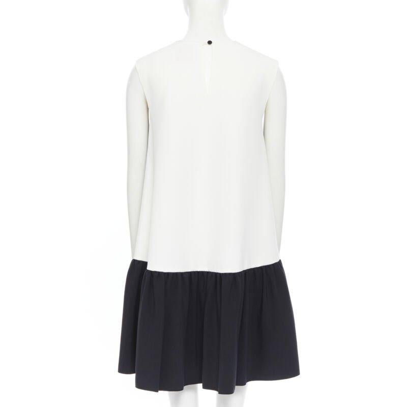 ROKSANDA black sleeveless contrast white back panel pleated skirt boxy dress UK6 en venta 2