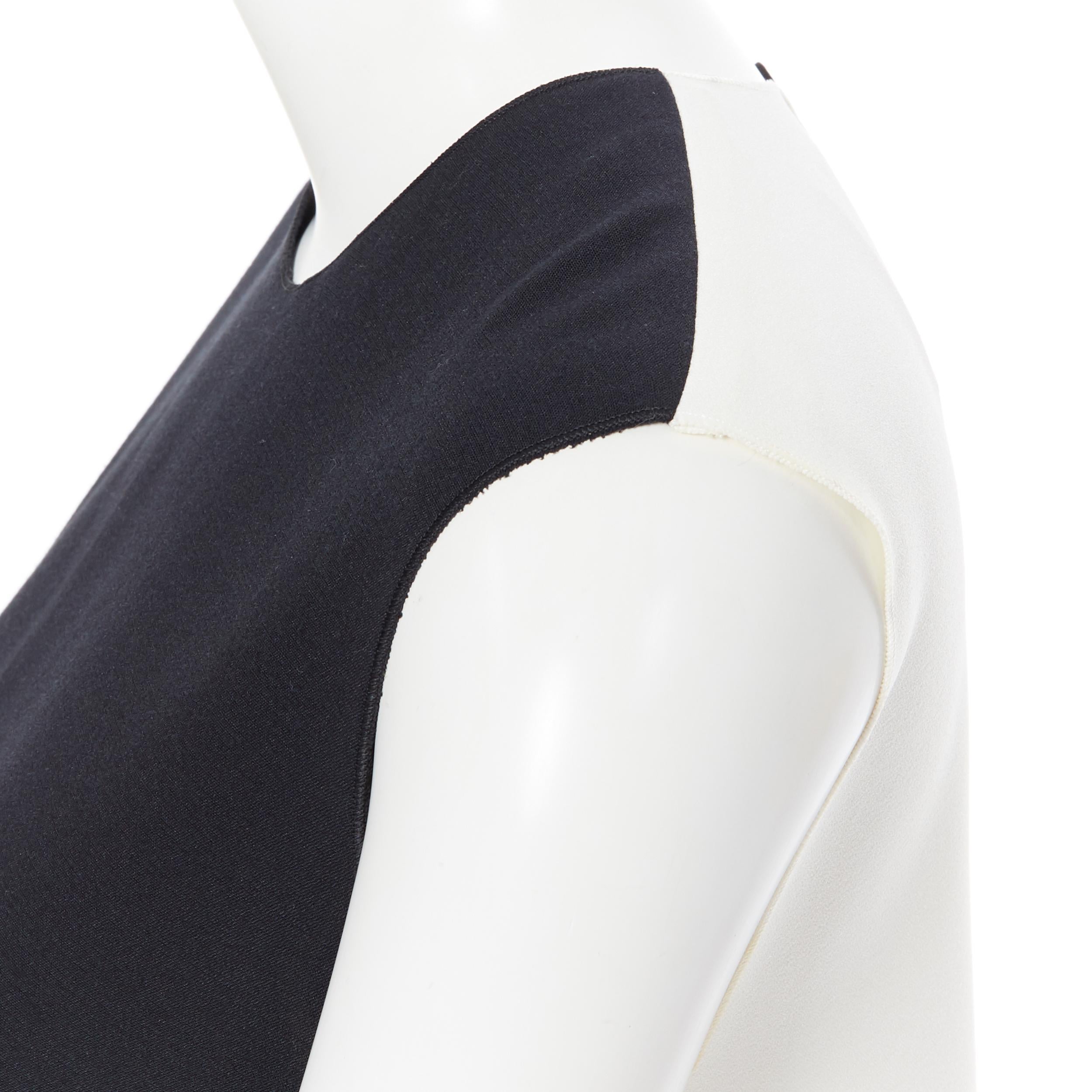 ROKSANDA black sleeveless contrast white back panel pleated skirt boxy dress UK6 For Sale 1
