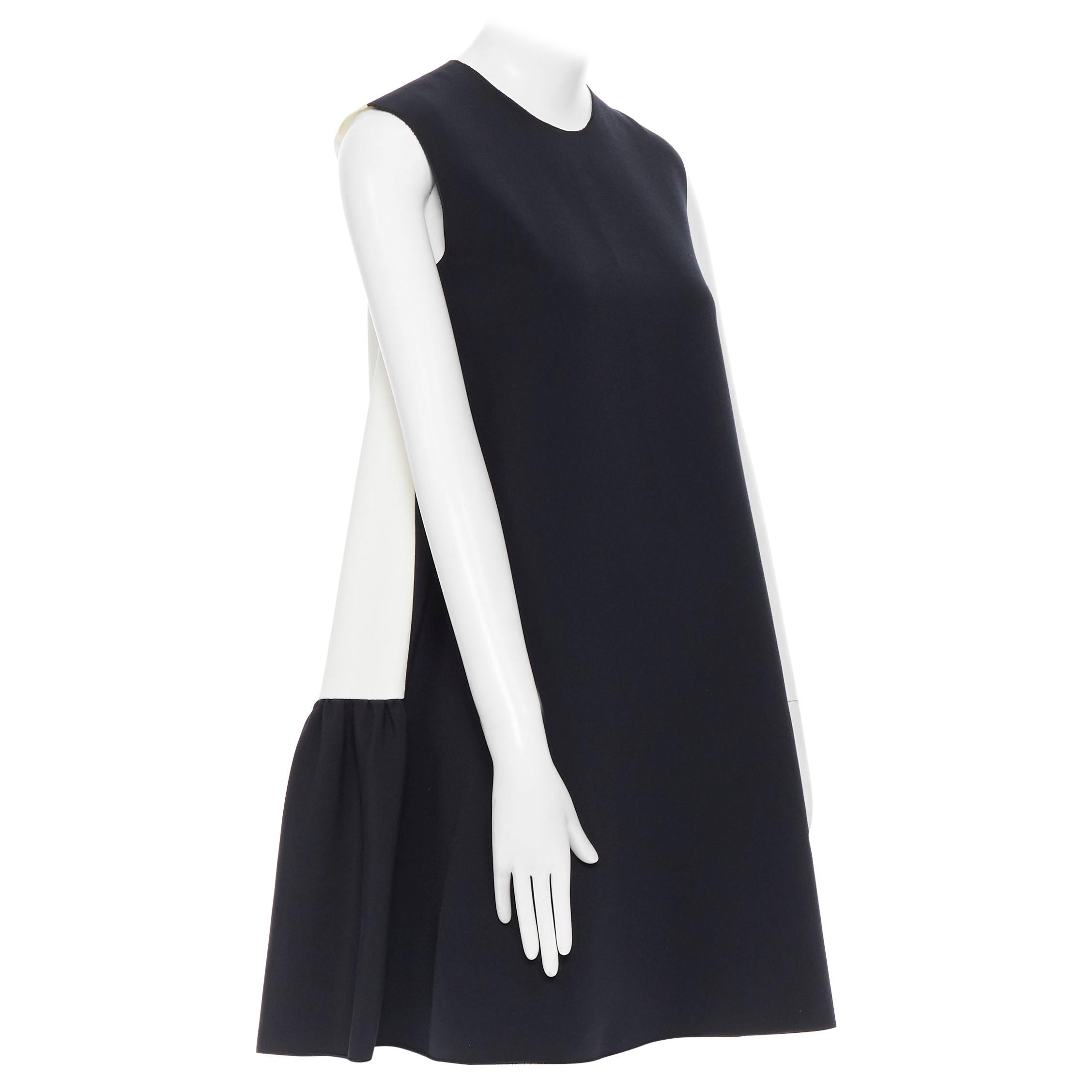 ROKSANDA black sleeveless contrast white back panel pleated skirt boxy dress UK6 For Sale