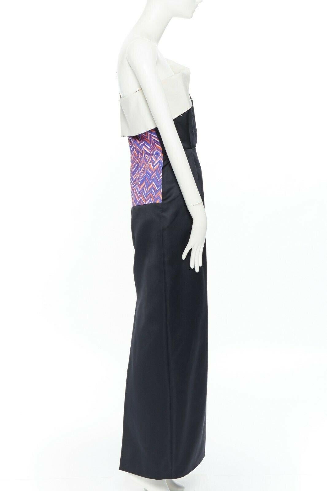 Black ROKSANDA black white silk evening dress graphic asymmetric high waist UK12 L