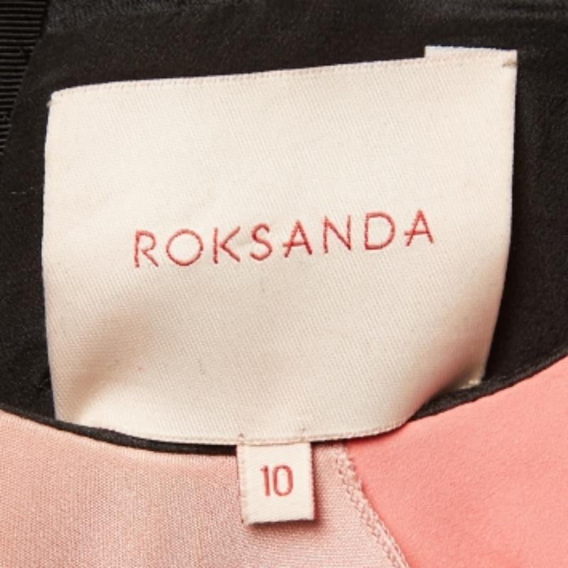 Rosa Roksanda Vestito nero in misto lana con pannello a contrasto M. in vendita