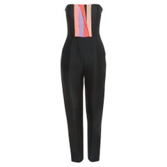 Roksanda Black Wool Blend Striped Strapless Jumpsuit S