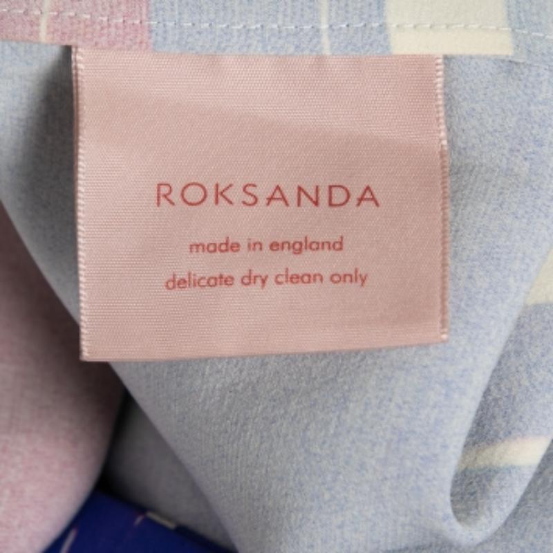 Roksanda Blue Graphic Printed Silk-Crepe Blouse M For Sale 1