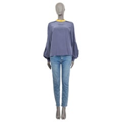 ROKSANDA blue & yellow silk PLEATE BISHOP SLEEVE Blouse Shirt 10 S