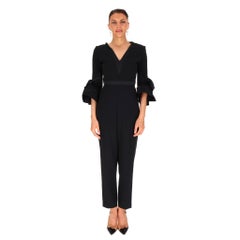 Roksanda Bow-Detail Sleeves Straight-Leg Crepe Jumpsuit
