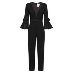 Roksanda Bow-Detail Sleeves Straight-Leg Crepe Jumpsuit