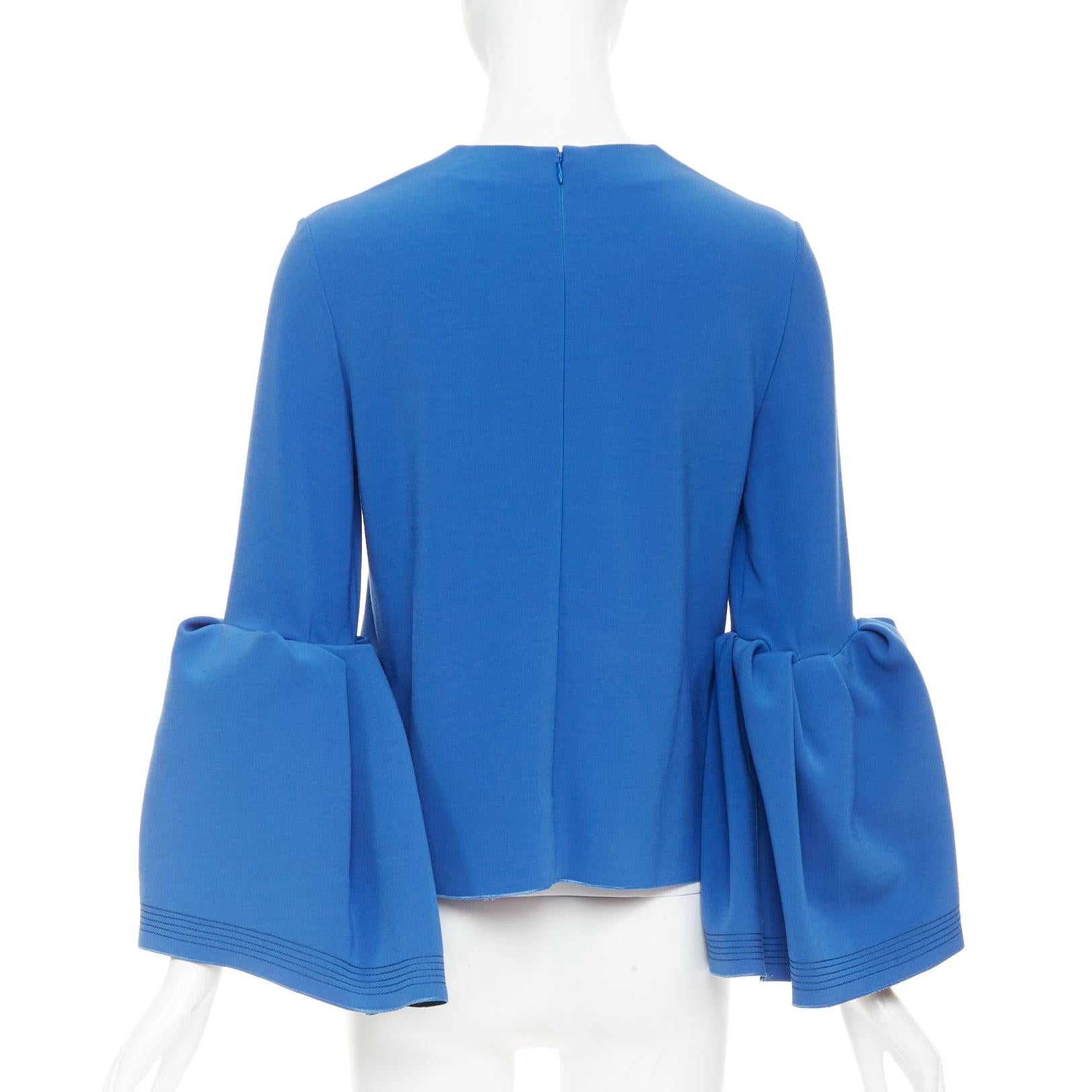 ROKSANDA cobalt blue ruched bell sleeve structured top UK8 S en Bueno estado para la venta en Hong Kong, NT