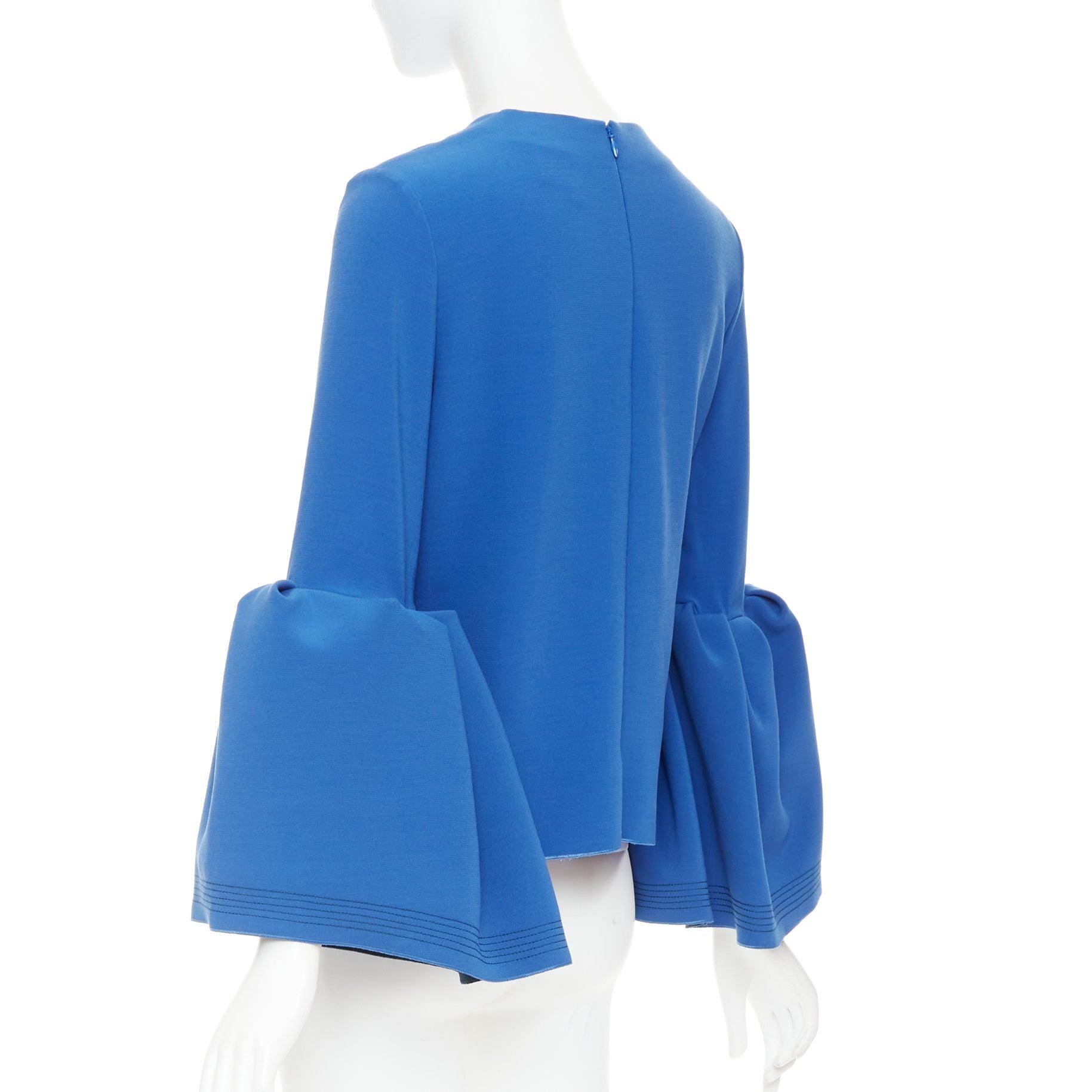 De las mujeres ROKSANDA cobalt blue ruched bell sleeve structured top UK8 S en venta