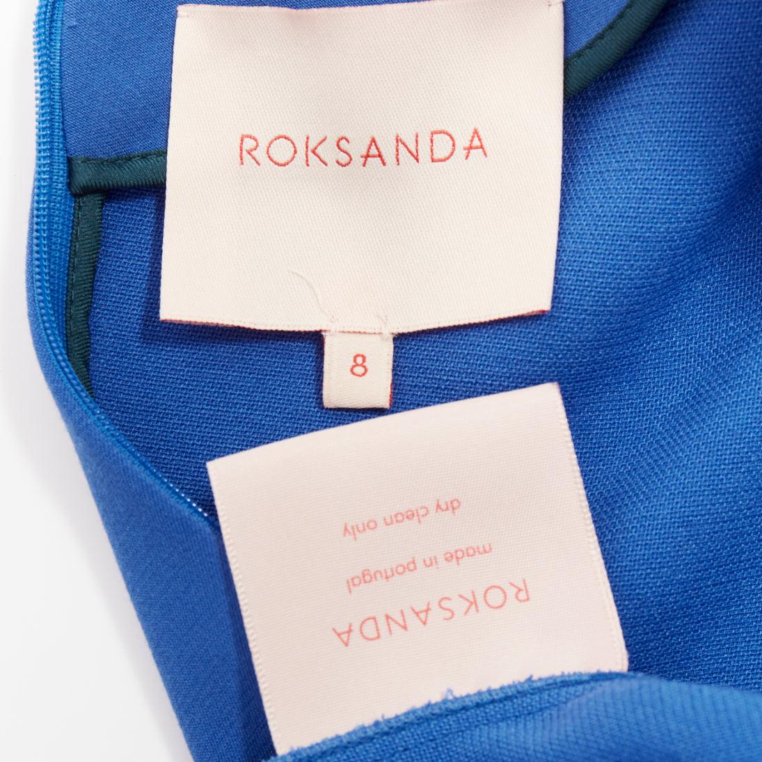 ROKSANDA cobalt blue ruched bell sleeve structured top UK8 S en venta 3