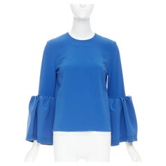 ROKSANDA cobalt blue ruched bell sleeve structured top UK8 S