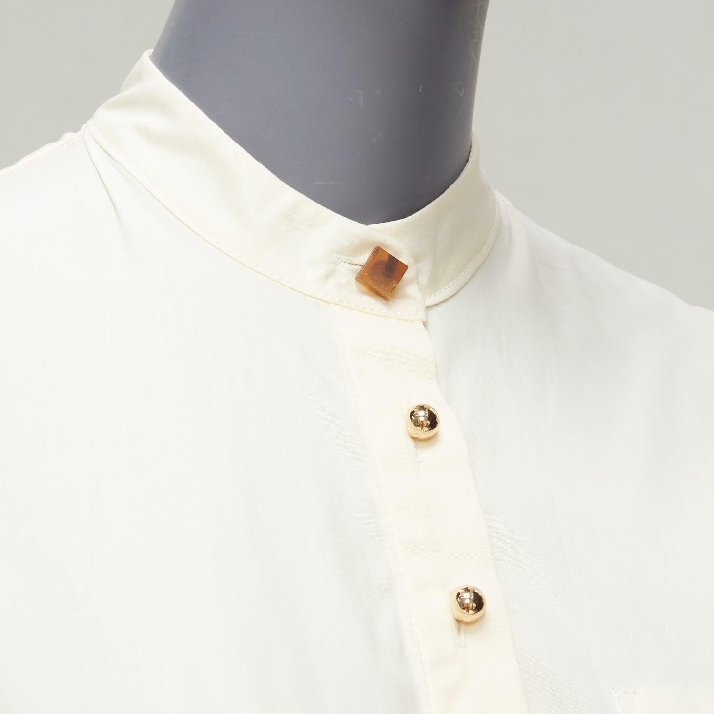 ROKSANDA cream brown 100% cotton puff sleeve cinched belt dress UK 6 2