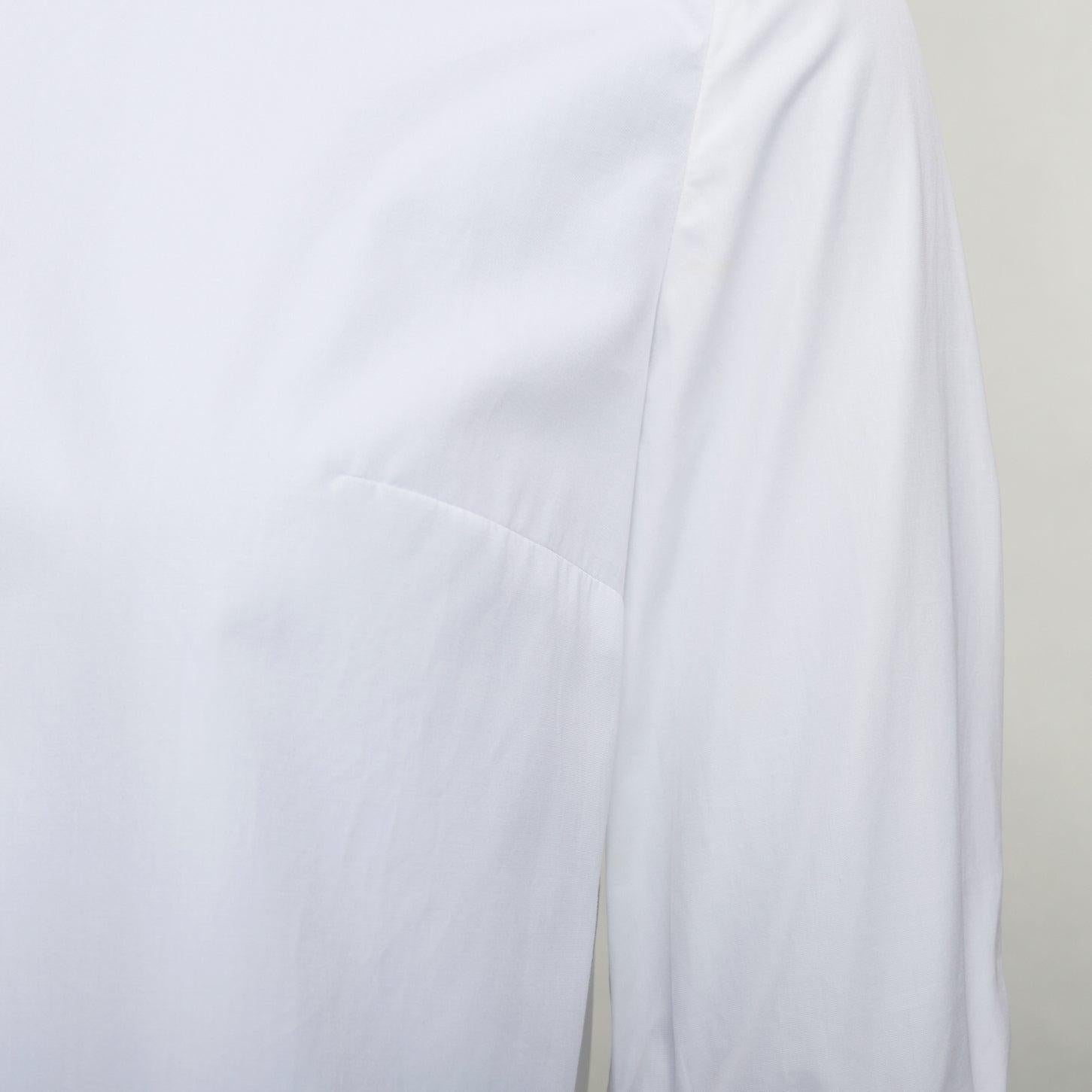 ROKSANDA cream cotton fit flare ruffled cuff fitted crew neck shirt UK6 XS For Sale 2