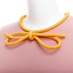 ROKSANDA dusty pink wool cotton blend orange bow front top