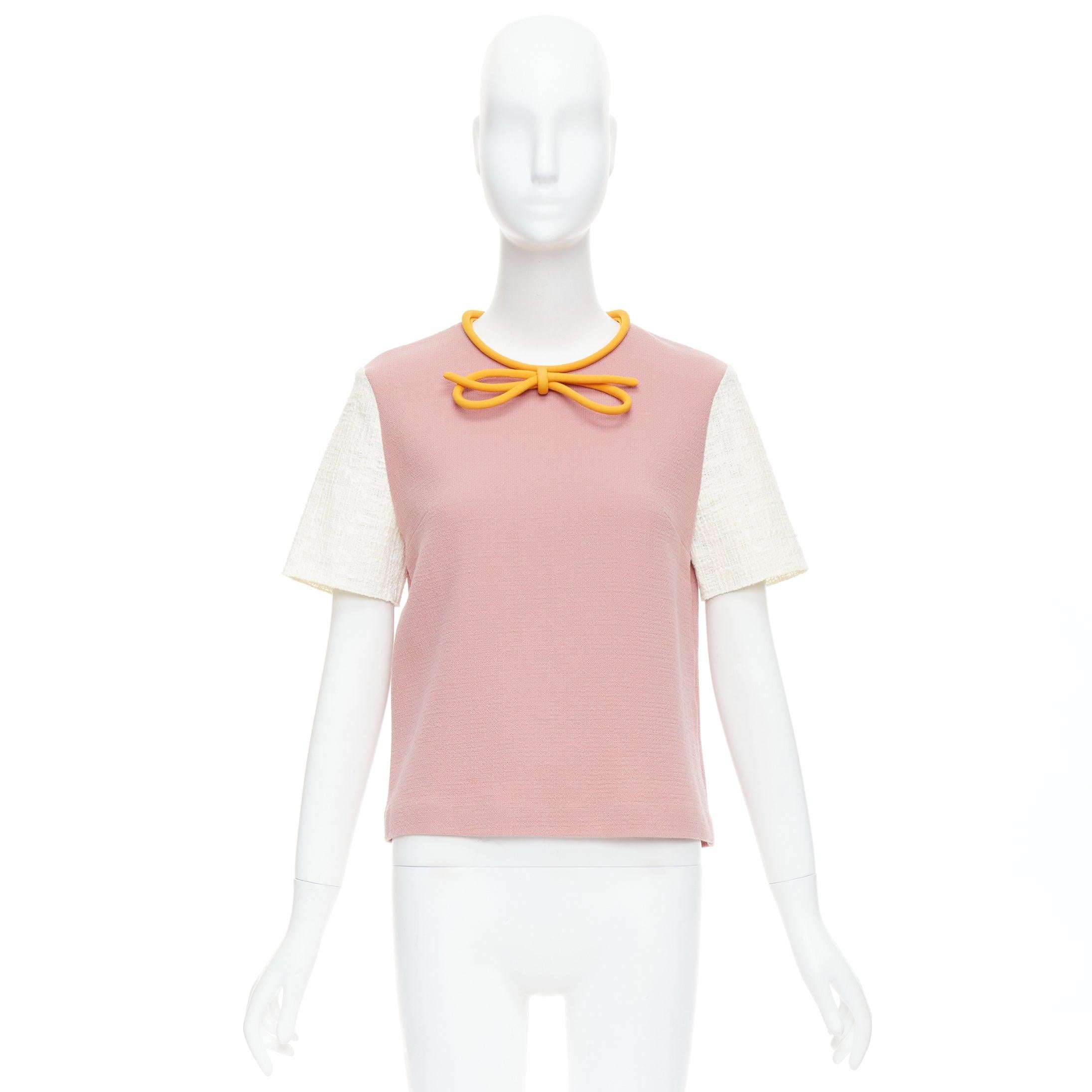 ROKSANDA Orangefarbenes Oberteil mit Schleife aus staubrosa Wolle und Baumwollmischung im Angebot 4