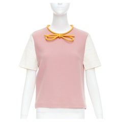 Haut ROKSANDA rose poussiéreux à nœuds avant, en laine et coton mélangés orange