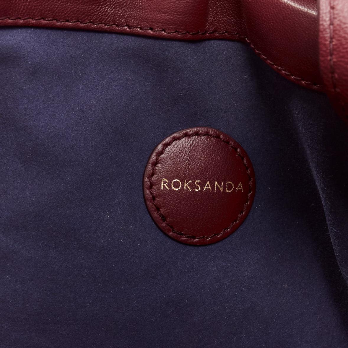 ROKSANDA Eider brown burgundy yellow calfskin leather woven fringe tote bag For Sale 6