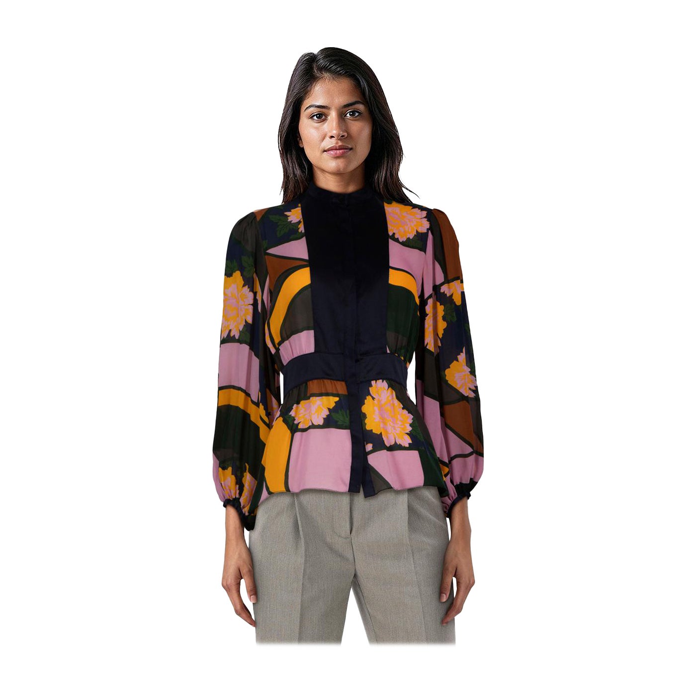 Roksanda Floral Long Sleeve Blouse Size S