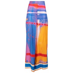Roksanda Graffiti Print Silk Wide Leg Trousers Size XL