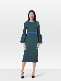 Roksanda Green Flared Cuff Midi Dress Size M