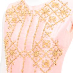 ROKSANDA ILINCIC 2013 robe midi en shantung de soie jaune ornée de cristaux UK10 M