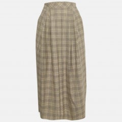 Roksanda Ilincic Beige Glen Plaid Wolle Plissee Midirock S