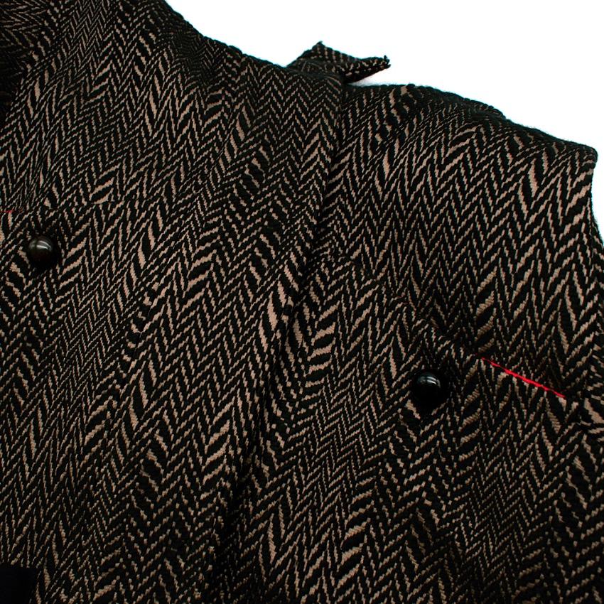 Roksanda Ilincic Black & Brown Chevron Hooded Coat  US4 For Sale 2