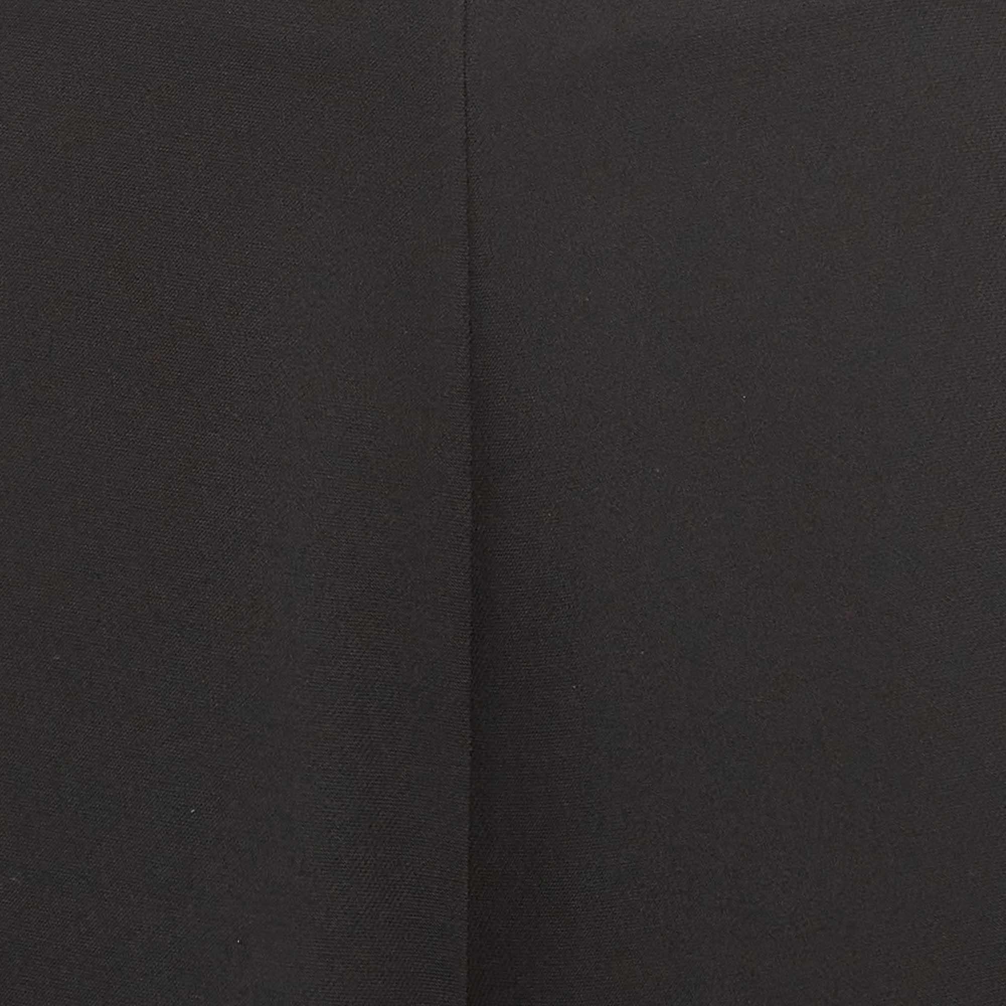 Women's Roksanda Ilincic Black Satin Side Strip Crepe Wide-Leg Pants M