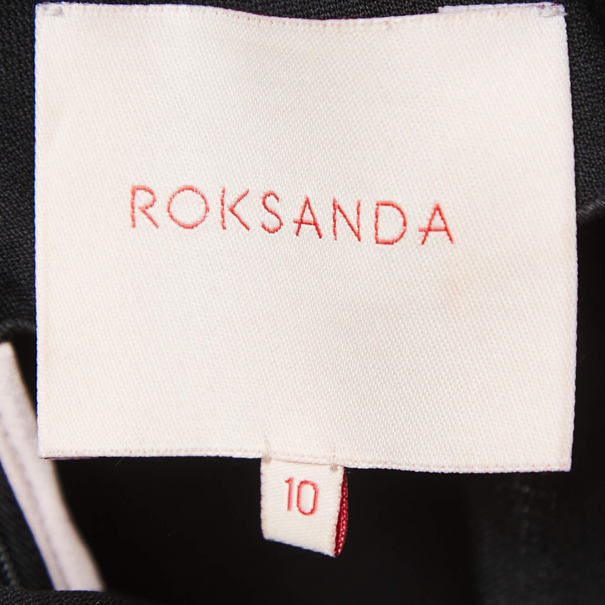 Women's Roksanda Ilincic Black Silk Contrast Trimmed Pant Top Set M