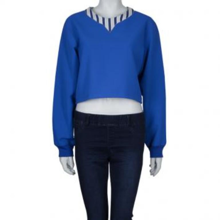 Roksanda Ilincic Top bleu surdimensionné à manches longues, taille M en vente 3