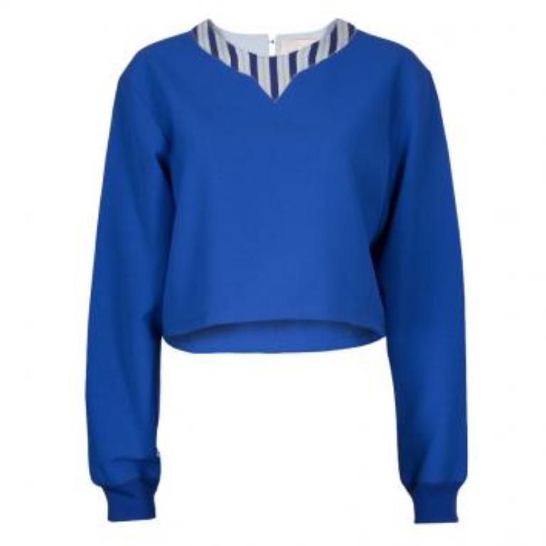 Roksanda Ilincic Top bleu surdimensionné à manches longues, taille M en vente 4