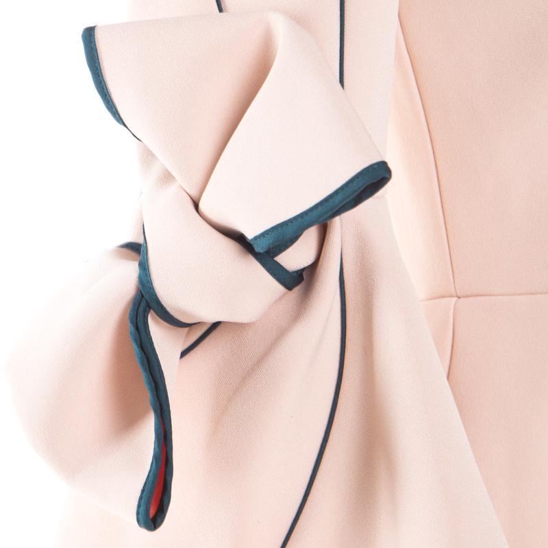 Roksanda Ilincic Blush Pink Crepe Bow Detail Kemi Peplum Top S In Good Condition In Dubai, Al Qouz 2