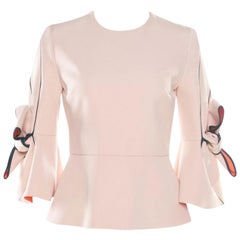 Roksanda Ilincic Blush Pink Crepe Bow Detail Kemi Peplum Top S