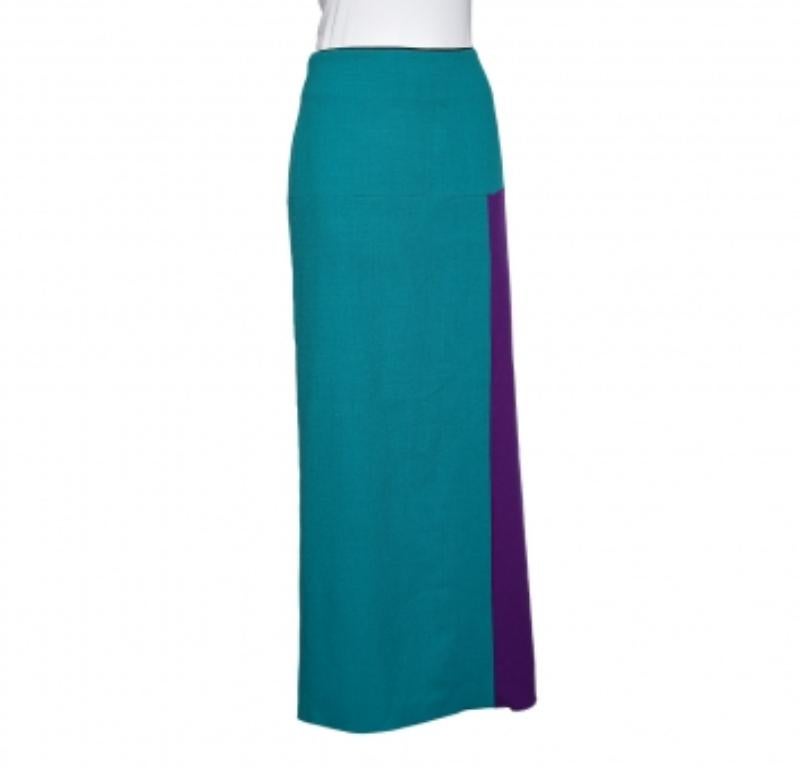 Roksanda Ilincic Colorblock jupe longue en crêpe de laine L Bon état - En vente à Dubai, Al Qouz 2